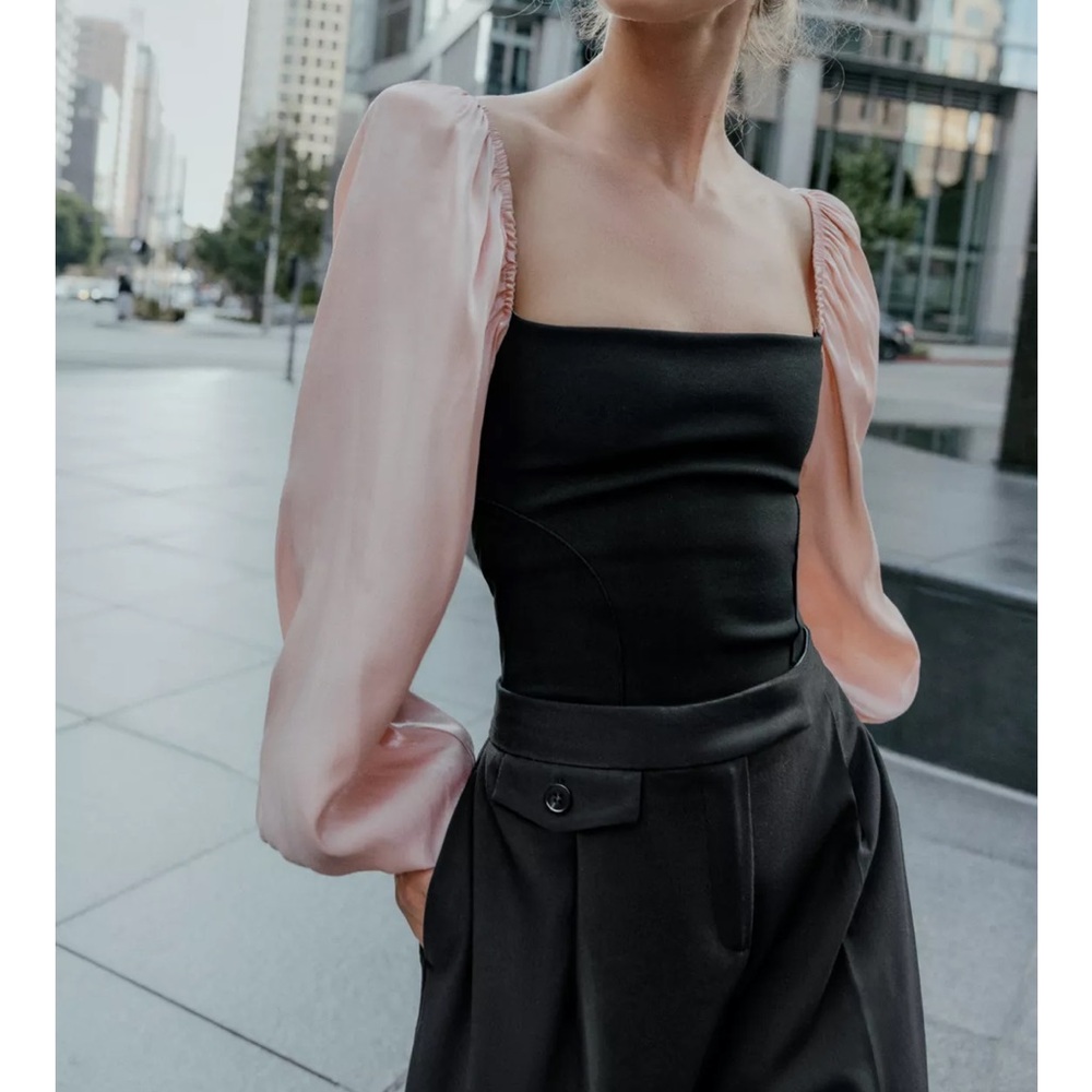 ZARA NWT Elegant Black and Pink Women's Bodysuit